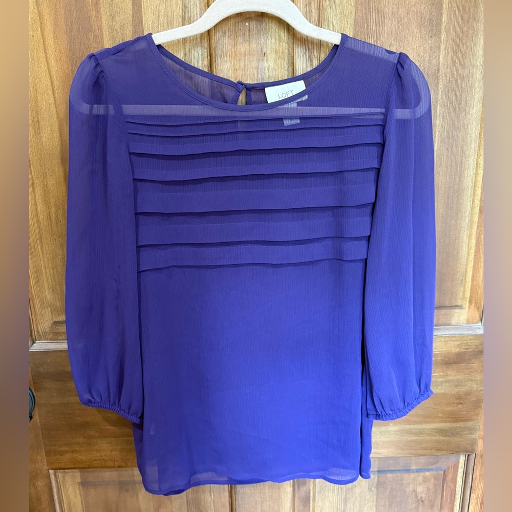 LOFT Purple Sheer Blouse‎ M